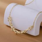 Seven-Stone Multi-Cut Curved Bar Necklace