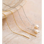 Pearl-Style Drop Chain Earrings
