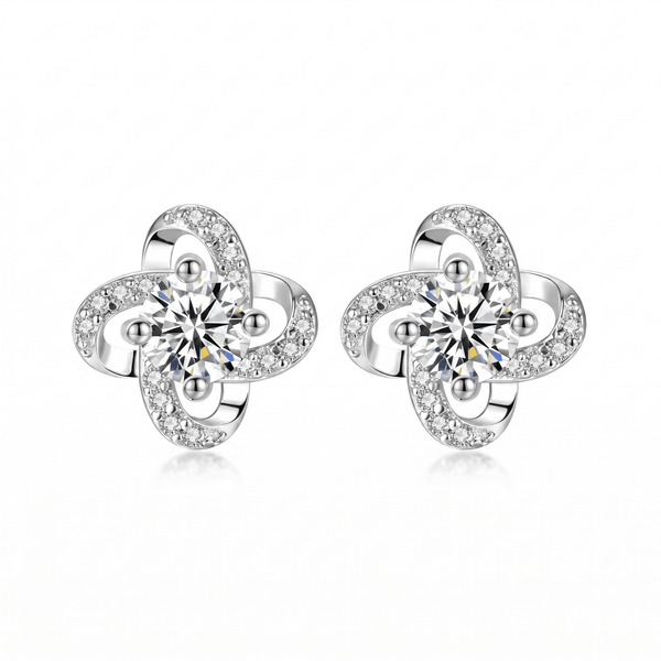 Crystal Clover Stud Earrings