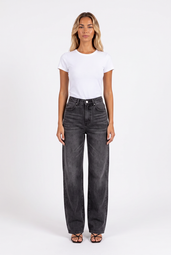 Retro High-Waist Straight Baggy Jeans