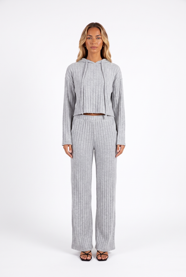 Cropped Hoodie and Wide-Leg Trouser Set