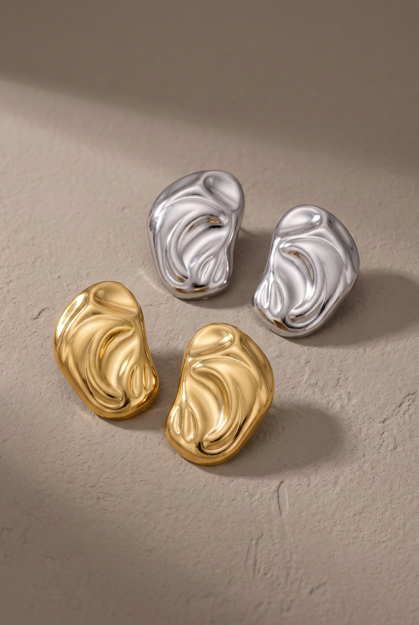 Molten Bean Stud Earrings