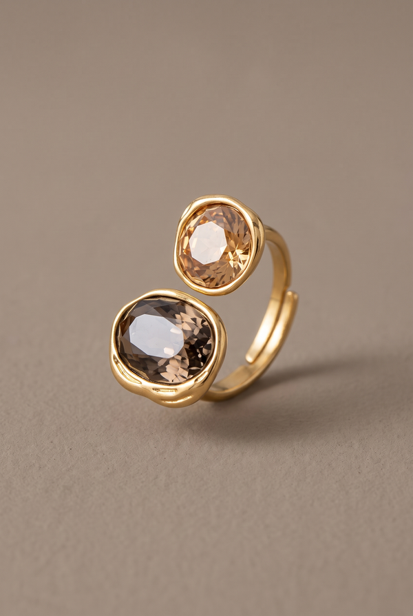 Two-Tone Stone Open Ring