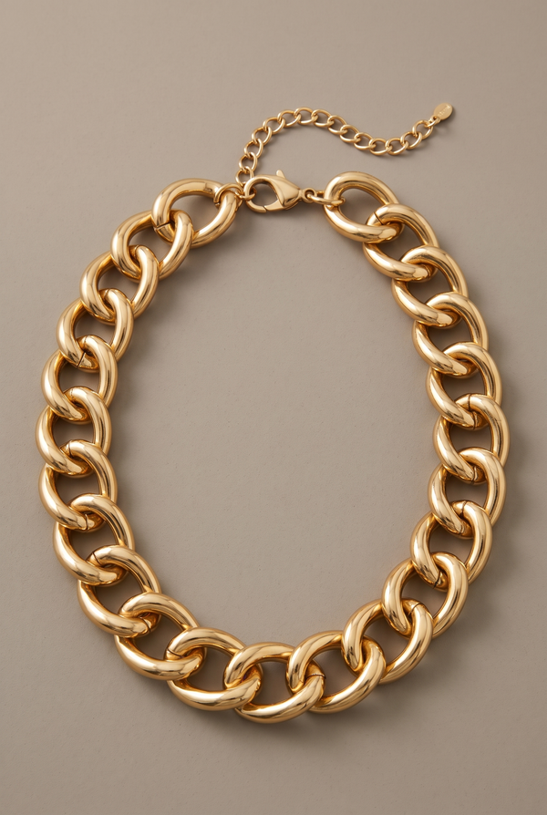 Thick-Edge Cuban Chain Collar Necklace