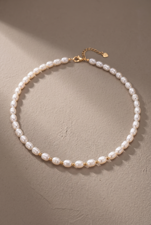 Rice-Shape Pearl-Style Strand Necklace